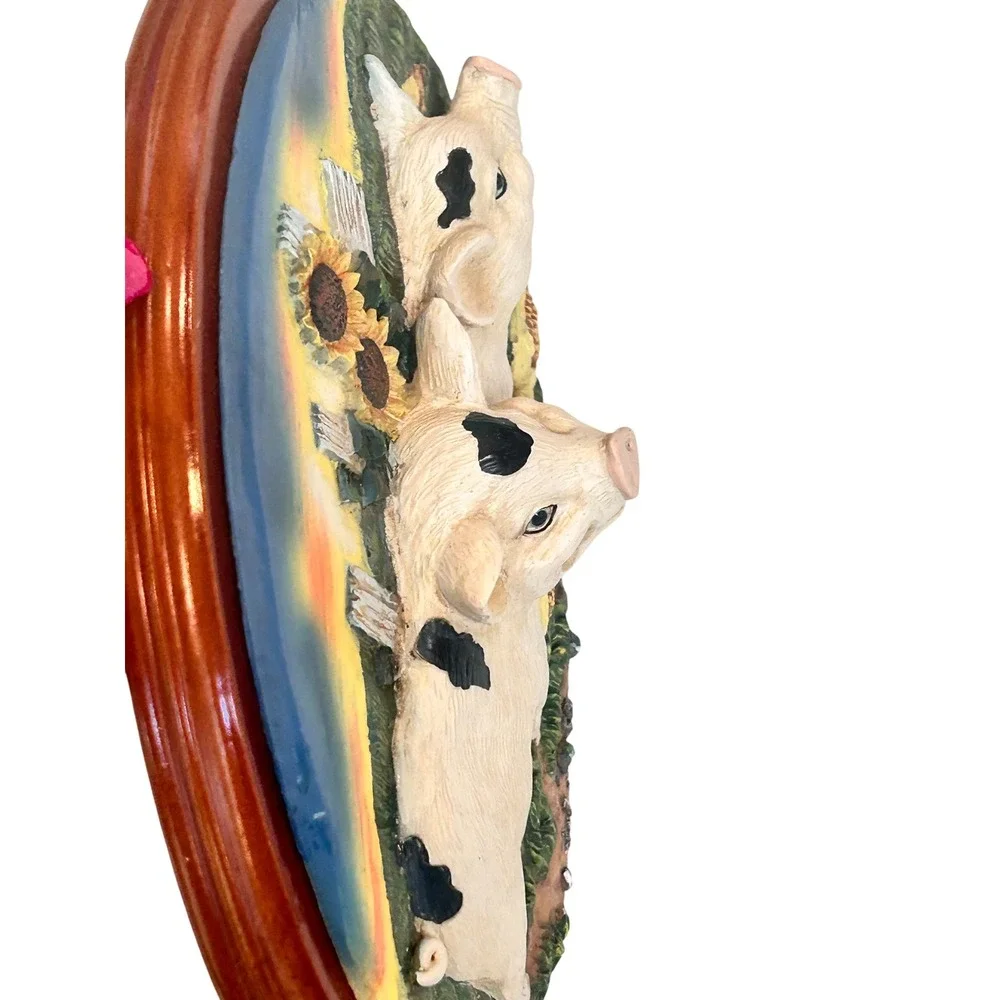 Vintage Country Meadows 3D Pig Wall Plaque Farmhouse Decor Handcrafted Resin